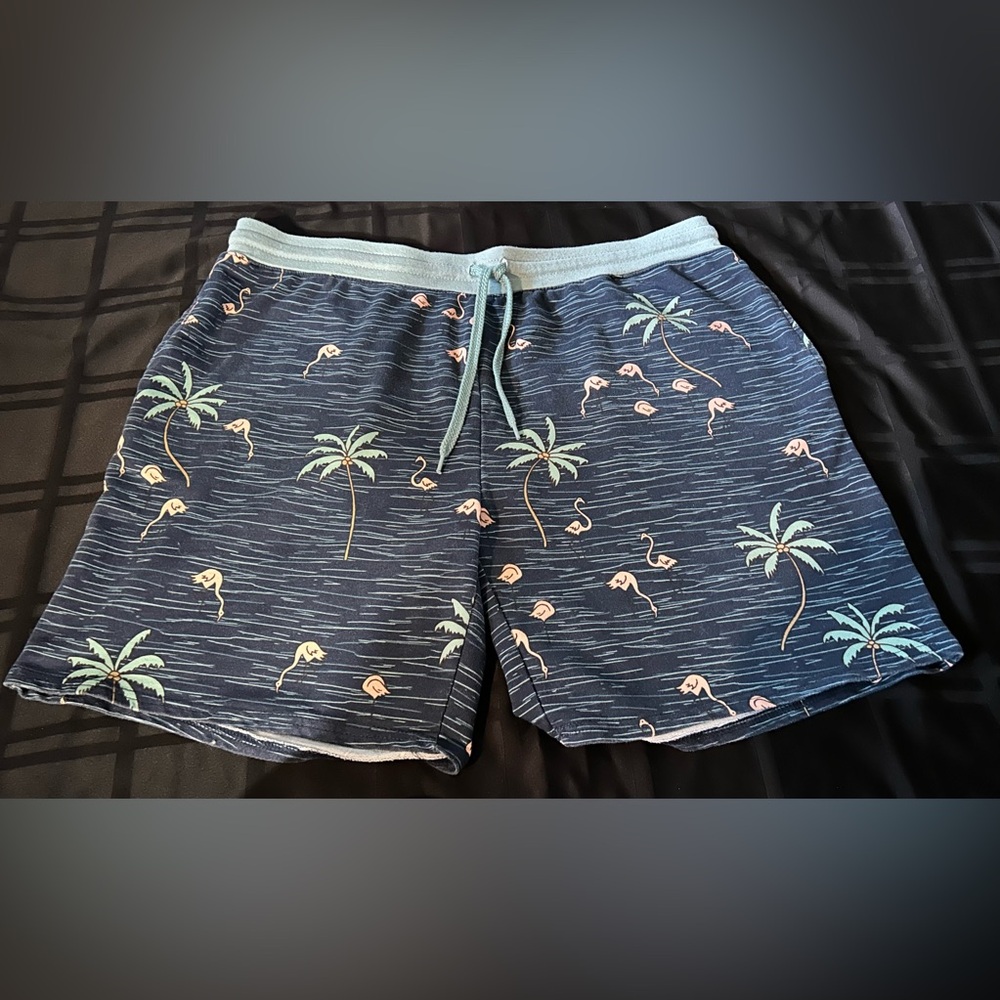 No Boundaries Blue Palm Flamingo Swim Shorts Women’s Size XL